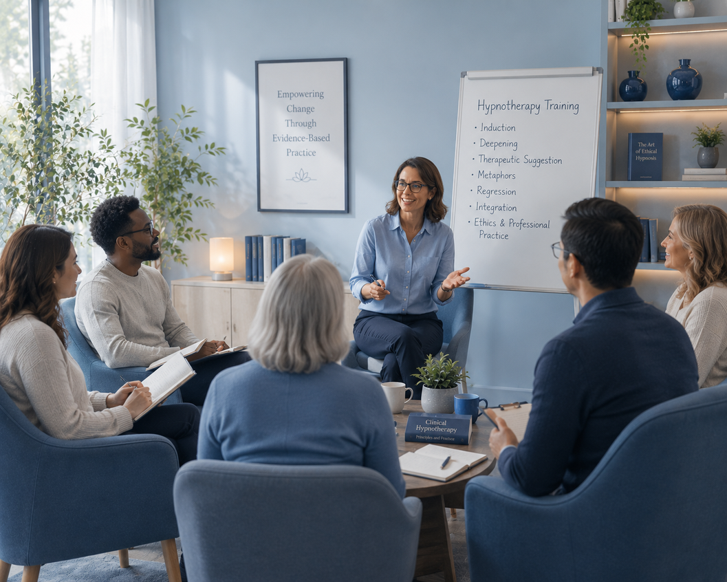 Group of practitioners participating in hypnotherapy training